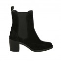 Bottines pour femmes avec elastiques et bout golf en daim noir talon 6