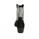 Bottines texanes à bout pointu pour femmes avec fermeture éclair en daim noir et cuir imprimé noir et blanc talon 4 - Pointures disponibles:  33, 34, 42, 43, 44