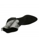 Woman's pointy ankle boot with zipper in black suede and black and white printed leather heel 4