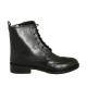 Woman's laced ankle boot with zipper and wingtip in black leather heel 3