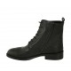 Bottines à bout golf avec lacets et fermeture éclair pour femmes en cuir noir talon 3 - Pointures disponibles:  42, 43, 44