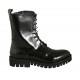 Woman's laced combat style ankle boot with zipper and captoe in black brush-off leather heel 3 - Available sizes:  42, 44, 45, 46