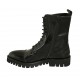 Bottines stil combat pour femmes à lacets avec fermeture éclair et bout droit en cuir brossé noir talon 3 - Pointures disponibles:  42, 44, 45, 46