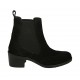 Woman's ankle boot with elastic bands and wingtip decoration in black suede heel 5 - Available sizes:  32, 33, 34, 42, 43, 44, 45, 46