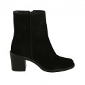 Bottines pour femmes avec fermeture éclair en daim noir talon 6