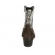 Bottines texanes à bout pointu pour femmes avec fermeture éclair en daim marron et cuir imprimé talon 4 - Pointures disponibles:  32, 33, 34, 42, 43, 45, 46