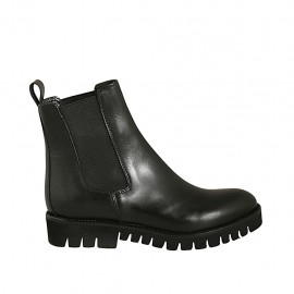Bottines pour femmes avec élastiques en cuir noir talon 3 - Pointures disponibles:  32, 33, 34, 42, 43, 44, 45, 46