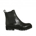 Bottines pour femmes avec élastiques en cuir noir talon 3