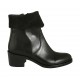Woman's ankle boot with zipper and turnover in black leather and suede heel 5
