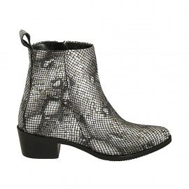Bottines texanes à bout pointu pour femmes avec fermeture éclair en cuir imprimé talon 4 - Pointures disponibles:  32, 33, 34, 42, 43, 44, 45