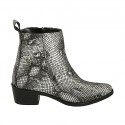 Woman's pointy texan ankle boot with zipper in printed leather heel 4