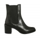 Woman's ankle boot in black leather with elastic bands heel 6