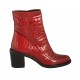 Woman's ankle boot with zipper in red patent leather heel 6