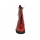 Woman's laced combat style ankle boot with zipper and captoe in red patent leather heel 3