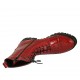Woman's laced combat style ankle boot with zipper and captoe in red patent leather heel 3
