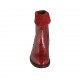 Woman's ankle boot with zipper and turnover in red printed patent leather and suede heel 5