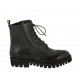Bottines pour femmes à lacets avec fermeture éclair et bout golf en cuir brossé et imprimé noir talon 3 - Pointures disponibles:  33, 34, 42, 43, 44, 45