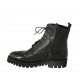 Bottines pour femmes à lacets avec fermeture éclair et bout golf en cuir brossé et imprimé noir talon 3 - Pointures disponibles:  33, 34, 42, 43, 44, 45