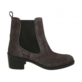 Bottines pour femmes à bout golf avec élastiques en daim gris talon 5 - Pointures disponibles:  32, 33, 34, 42, 43, 44, 45, 46