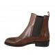 Woman's ankle boot with double elastic bands in brown leather heel 3