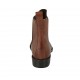 Woman's ankle boot with double elastic bands in brown leather heel 3