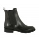 Woman's ankle boot in black leather with double elastic bands heel 3