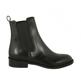 Stivaletto da donna con doppi elastici in pelle nera tacco 3 - Misure disponibili: 34, 42, 43, 45, 46