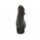 Woman's laced combat style ankle boot with zipper, captoe and buckles in black leather heel 3