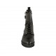 Woman's laced combat style ankle boot with zipper, captoe and buckles in black leather heel 3