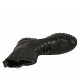 Woman's laced combat style ankle boot with zipper, captoe and buckles in black leather heel 3