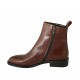 Botines para mujer con cremallera en piel de color marrón tacon 3 - Tallas disponibles:  42, 43, 45, 46
