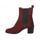 Woman's ankle boot with elastic bands and wingtip in maroon suede heel 6