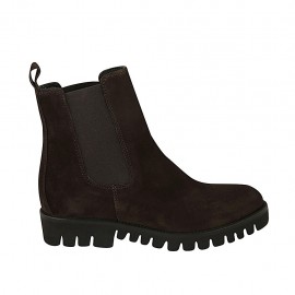 Bottines avec elastiques pour femmes en daim marron talon 3 - Pointures disponibles:  32, 34, 42, 43, 44, 45