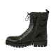 Botin modelo combate para mujer con cremallera y cordones en charol imprimido negro tacon 3 - Tallas disponibles:  34, 43, 44, 45