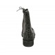Woman's laced combat style ankle boot with zipper and captoe in black printed patent leather heel 3