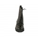 Woman's laced combat style ankle boot with zipper and captoe in black printed patent leather heel 3