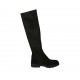 Woman's high boot in black suede and elastic material heel 3