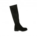 Woman's high boot in black suede and elastic material heel 3