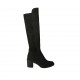 Bottes hautes pour femmes en daim et matériau élastique noir talon 6 - Pointures disponibles:  32, 33, 34, 42, 43, 44, 45, 46, 47