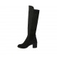 Woman's high boot in black suede and elastic material heel 6 - Available sizes:  32, 33, 34, 42, 43, 44, 45, 46, 47