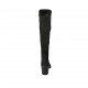 Woman's high boot in black suede and elastic material heel 6