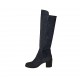 Hoher Damenstiefel aus blauem Wildleder und elastischem Material Absatz 6 - Verfügbare Größen:  33, 34, 42, 43, 44, 46, 47