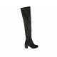 Woman's over-the-knee boot in black suede and elastic material heel 6 - Available sizes:  32, 34, 42, 43