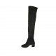 Woman's over-the-knee boot in black suede and elastic material heel 6 - Available sizes:  32, 34, 42, 43