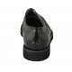 Woman's laced Oxford shoe in black leather and patent leather with wingtip heel 3