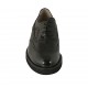 Woman's laced Oxford shoe in black leather and patent leather with wingtip heel 3