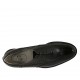 Woman's laced Oxford shoe in black leather and patent leather with wingtip heel 3