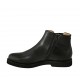 Woman's ankle boot with elastic band and zipper in black leather heel 3