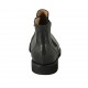 Woman's ankle boot with elastic band and zipper in black leather heel 3