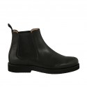 Bottines pour femmes avec double élastiques en cuir noir talon 3
